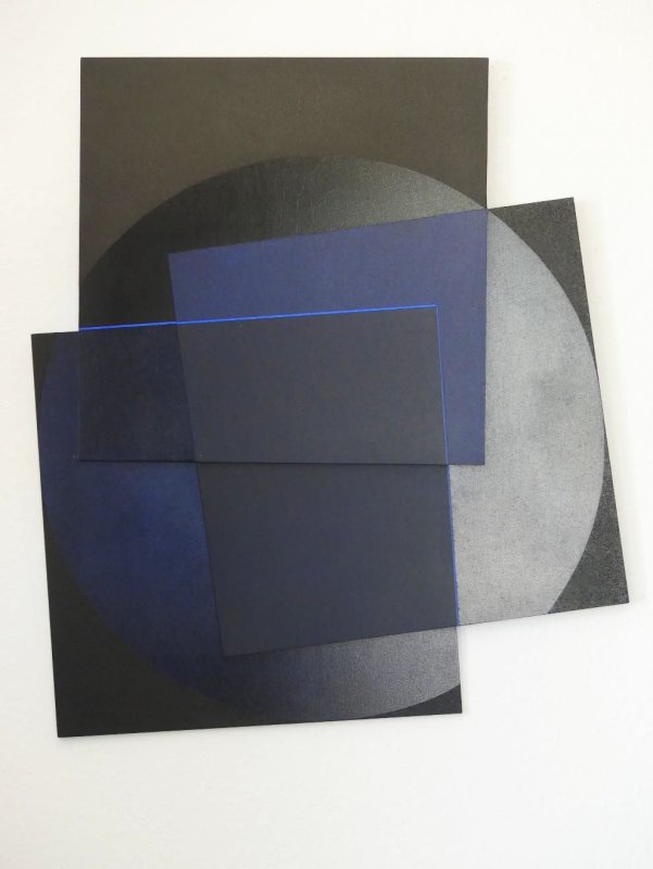 3 Quadrate verschmolzen in Blau