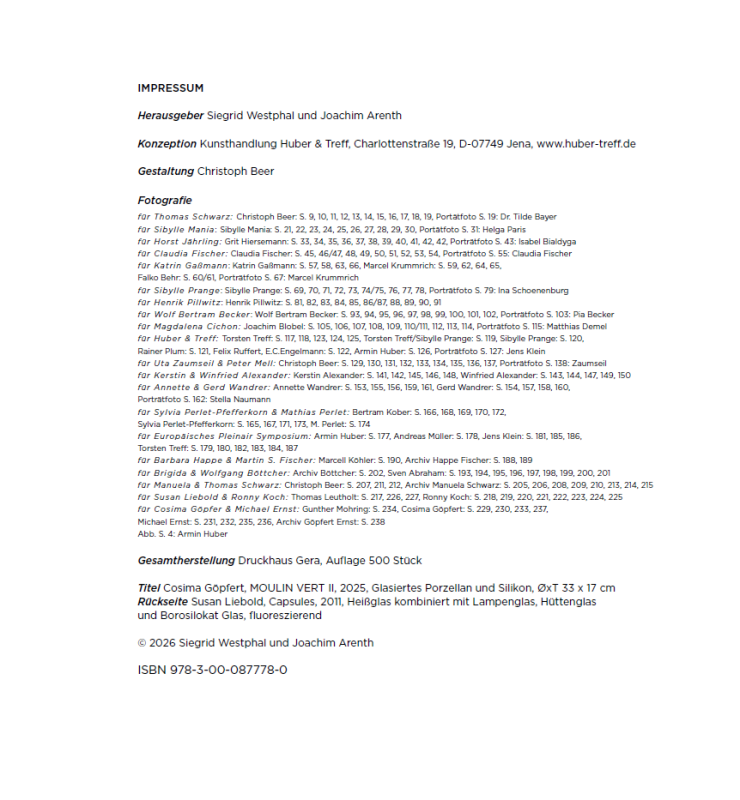 Katalog LEBENSKÜNSTLER Impresssum