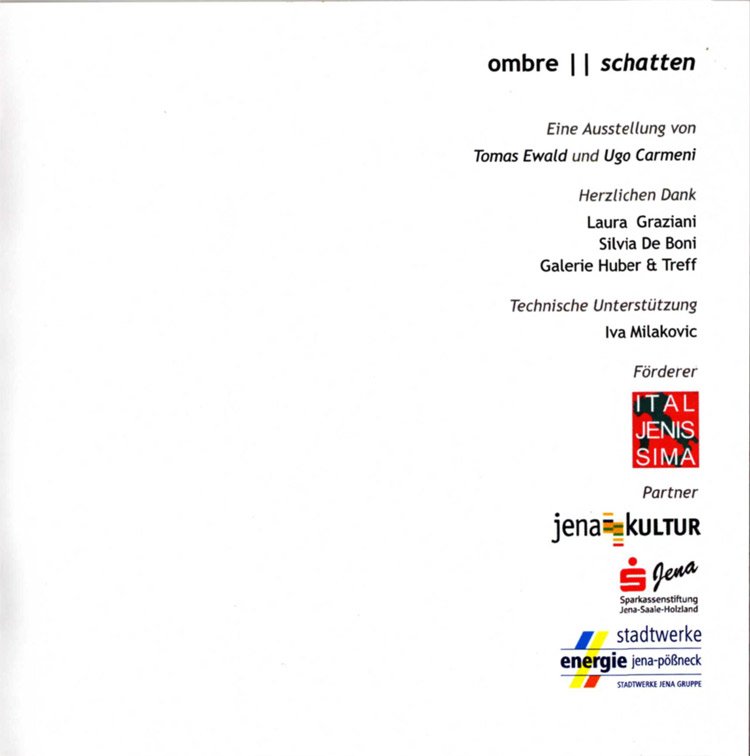 Katalog - Ombre - Ugo Carmeni et Tomas Ewald